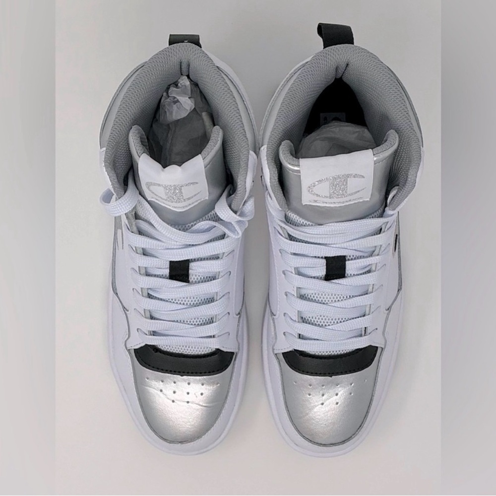 Champion High-Top Women’s Sneakers in White and Black and Grey Size 8.5 - Picture 2 of 8